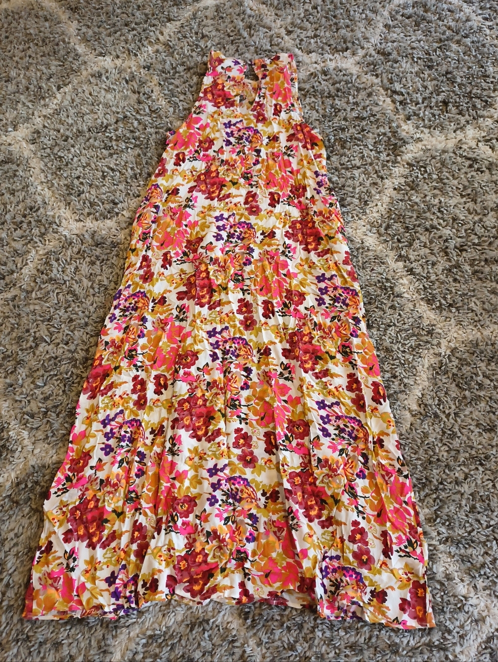Natural Life Katie Floral Neon Pop Maxi Dress Size L/XL Vacation Resort Bohemian - Picture 4 of 6